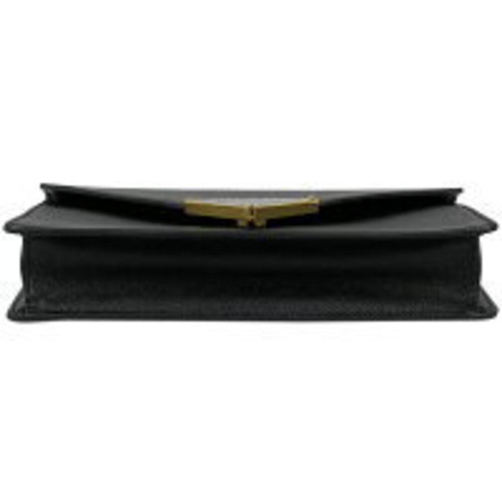 Prada Saffiano Leather Chain Shoulder Bag Logo Plate Clutch Nero Black - Picture 4 of 5